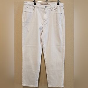 Soft Surroundings Women's White High Rise Straight-Leg Jeans, Size 14